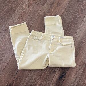 J Jill Pale Yellow Jeans With Fringe Size 4P